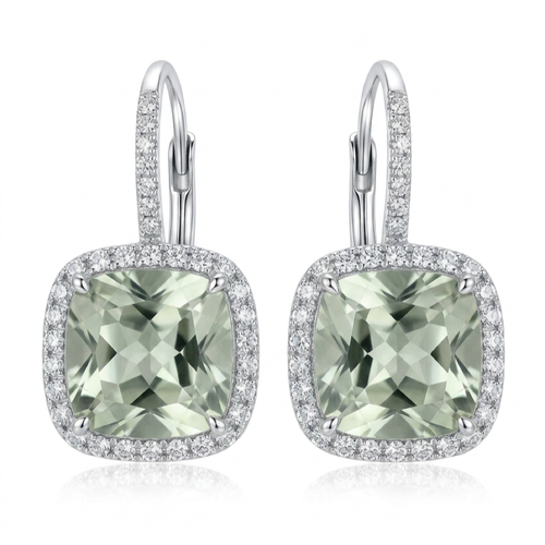 18K White Gold 0.44ct Green Quartz Earrings