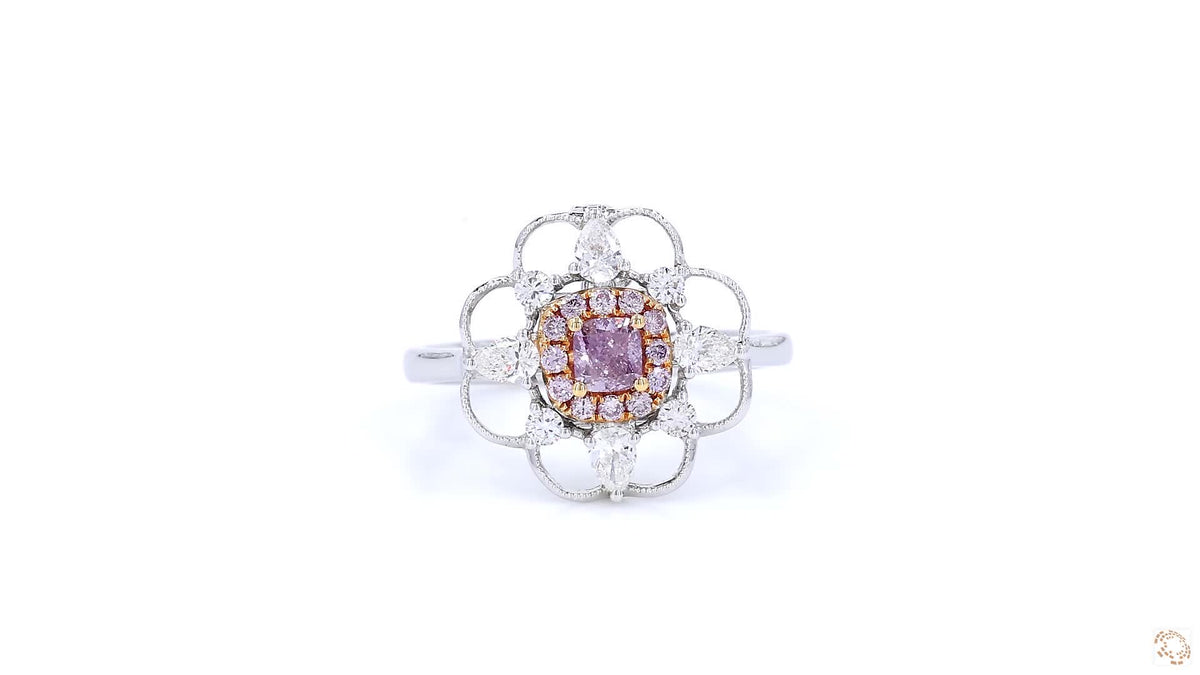 18K白金 0.26ct Fancy Intense Pink 粉紅鑽戒指