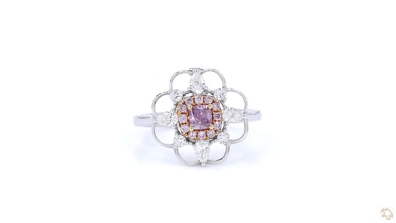 18K白金 0.26ct Fancy Intense Pink 粉紅鑽戒指