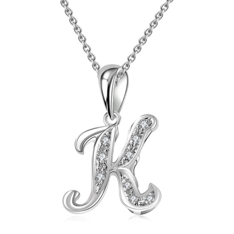 18K白金 字母吊咀 K