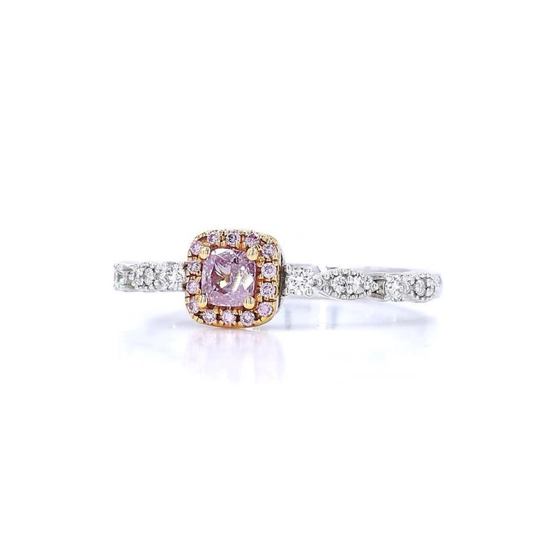 18K白金 0.21ct Fancy Pink 粉紅鑽戒指