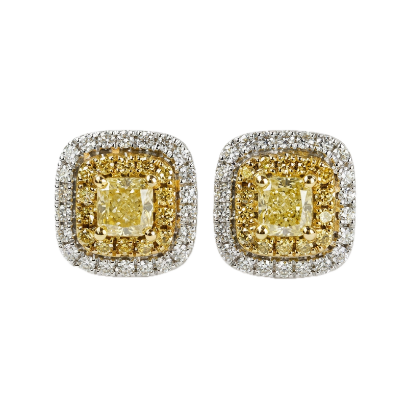 18K白金 0.53ct 彩鑽耳環