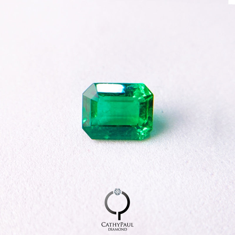 GRS Natural Emerald Emerald Cut 3.00ct Vivid Green