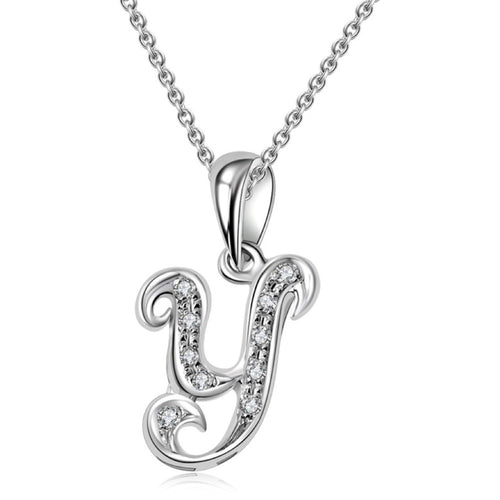 18K White Gold Letter Pendant Y