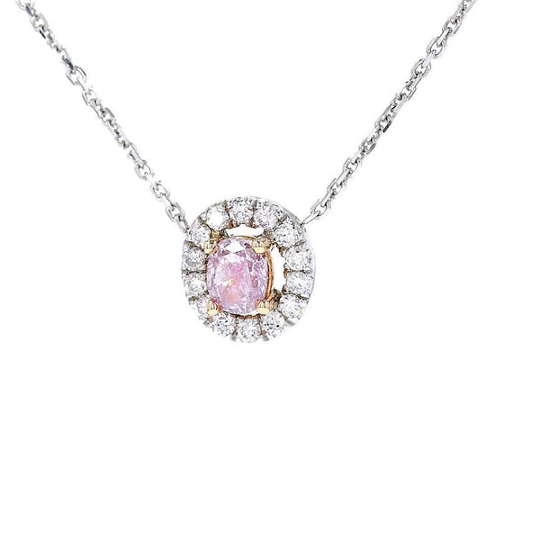 18K白金 0.22ct 淡彩紫粉紅鑽吊咀