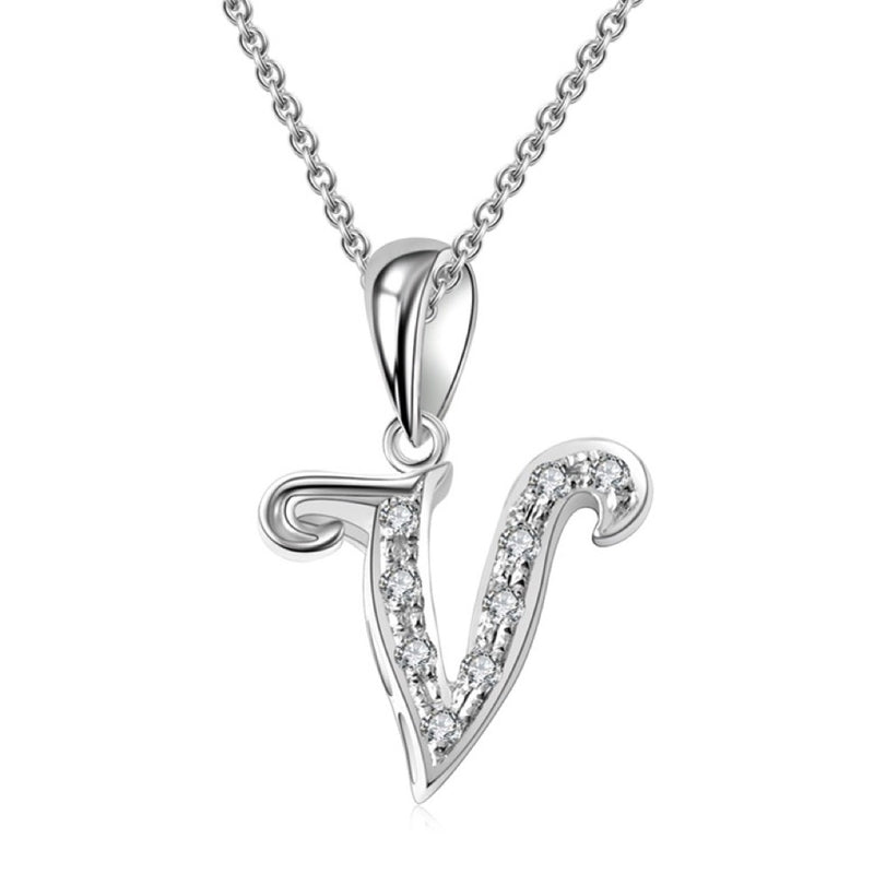 18K白金 字母吊咀 V