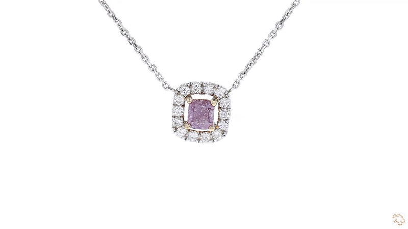 18K白金 0.24ct Fancy Purple Pink 粉紅鑽吊咀