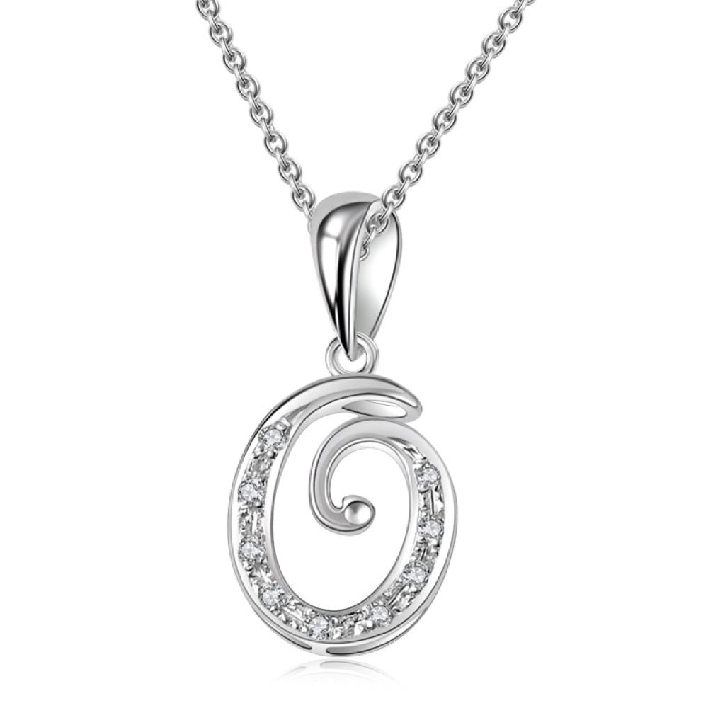 18K White Gold Letter Pendant O