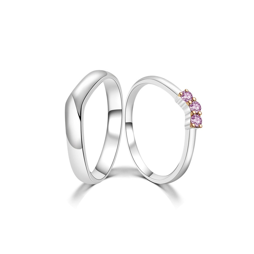 18K Pink Diamond Wedding Band Pair PD001
