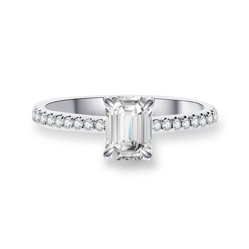 18K Emerald Cut Diamond Ring Setting R3251