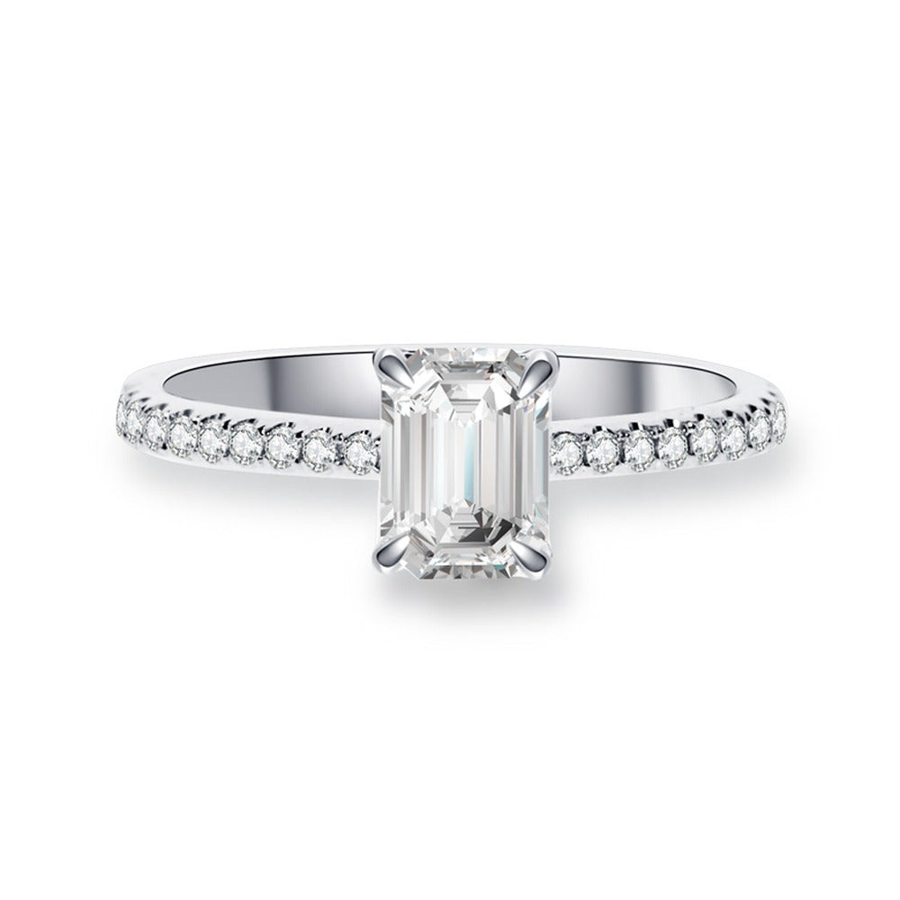 18K Emerald Cut Diamond Ring Setting R3251