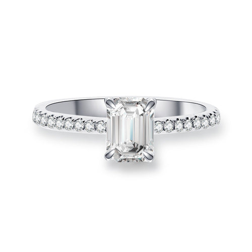 18K Emerald Cut Diamond Ring Setting R3251
