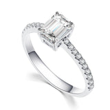 18K Emerald Cut Diamond Ring Setting R3251